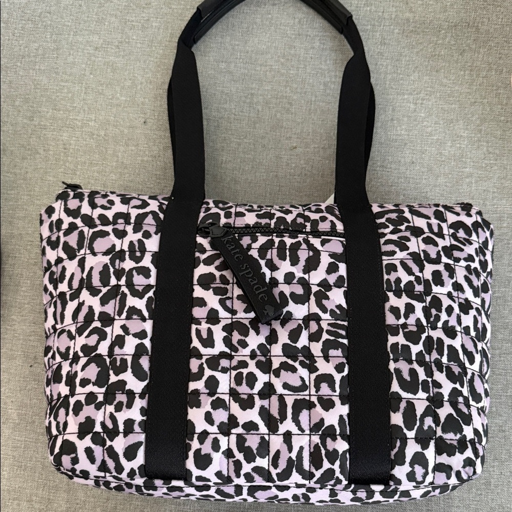 Kate Spade Camden quilted violet and Black spotted leopard Print Tote - Picture 1 of 11
